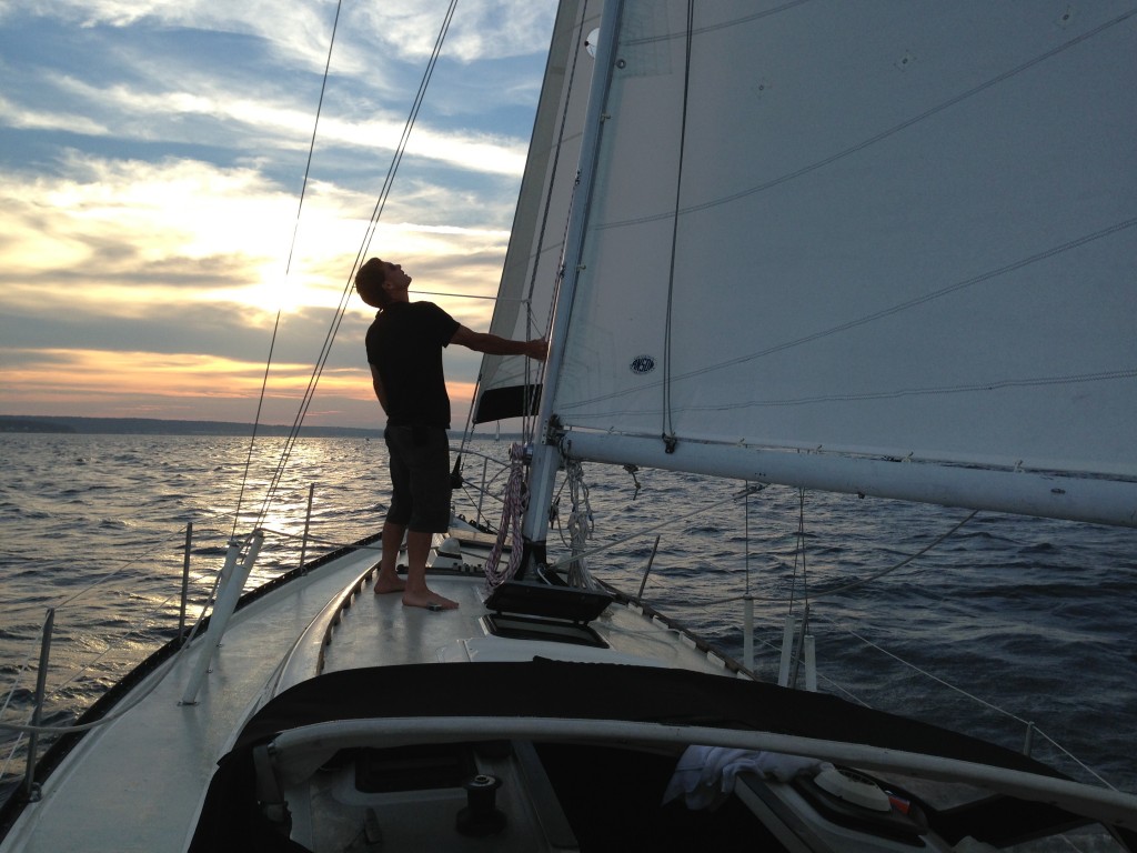 sailing at sunset